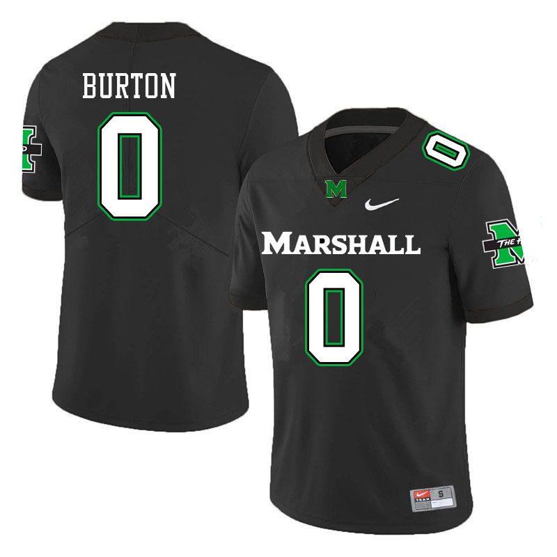 Men #0 Sam Burton Marshall Thundering Herd College Football Jerseys Sale-Black - Click Image to Close